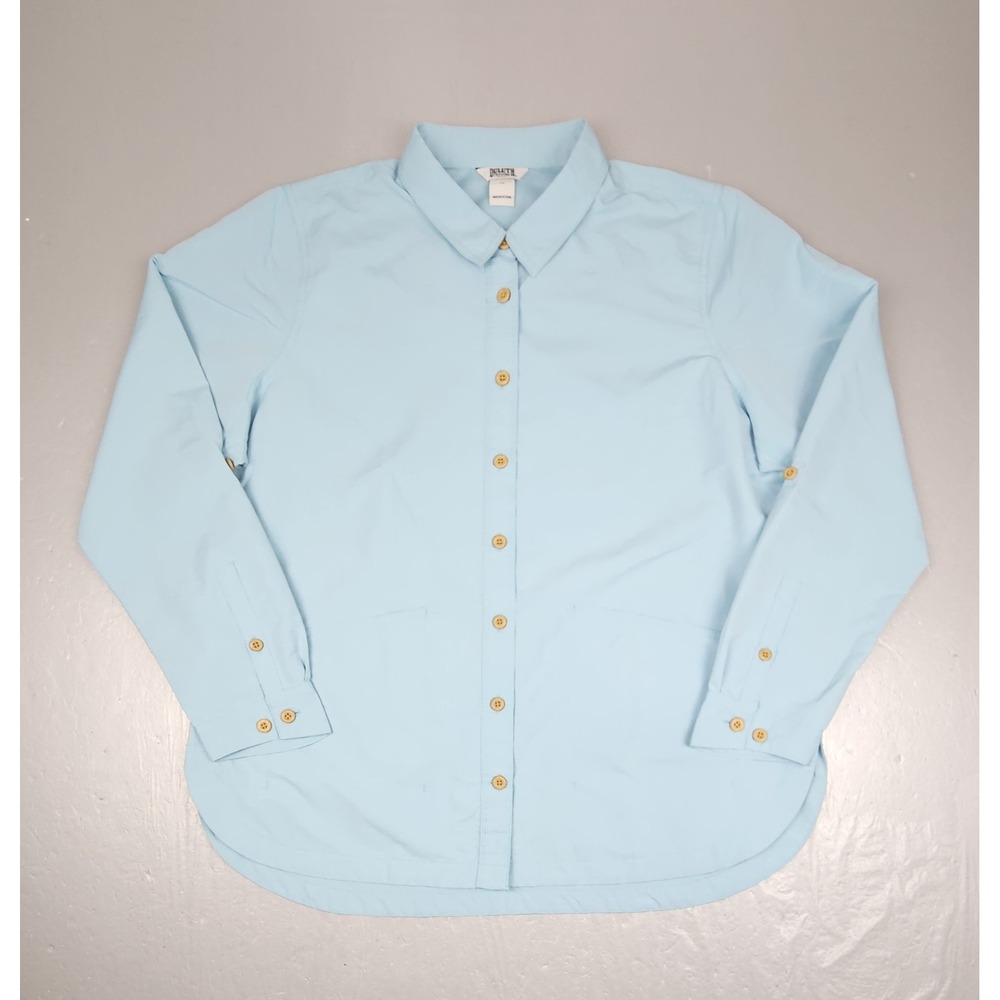 Duluth Trading Co Dirt Work Shirt Women XL Blue Relaxed Fit Long Sleeve Untucked